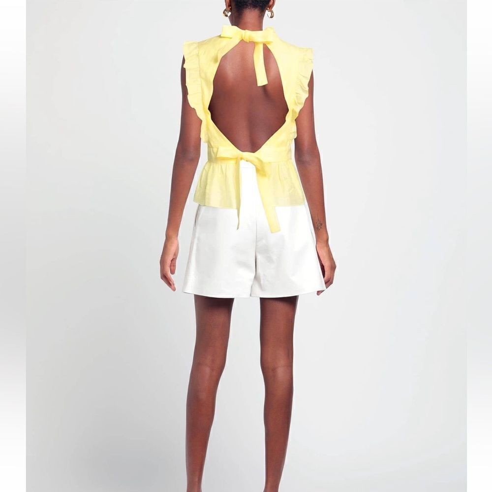 Sandro Backless Ruffled Top Sleeveless Yellow - M